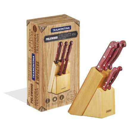 BLOC COUTEAU -6PCS – MANCHE NE BOIS – TRAMONTINA 21199/783