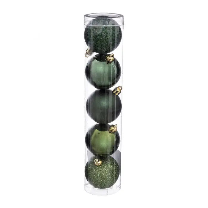 Boule de Noel-5cm-set de-5pcs-Vert Olive