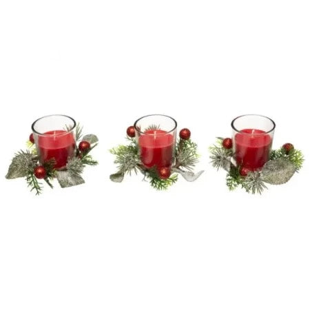 Bougie Parfumée Dans Verre x3pcs-180g-Deco Noël-Rouge