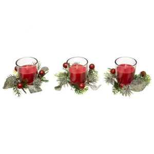 Bougie Parfumée Dans Verre x3pcs-180g-Deco Noël-Rouge