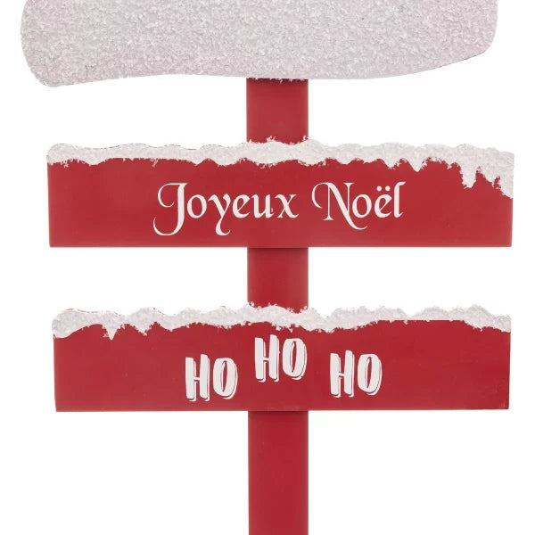 NOEL PANCARTE EN BOIS ROUGE BONNET