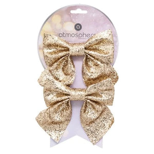 NOEL- NOEUDS SET DE 2PCS DORE PAILLETE