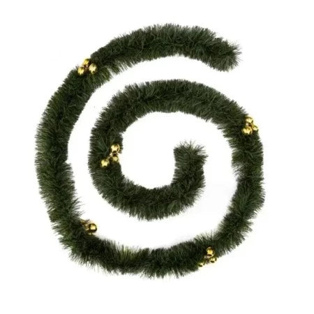 NOEL GUIRLANDE EN SAPIN VERT DECO BOULES DOREES