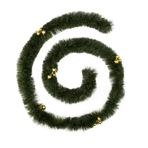 NOEL GUIRLANDE EN SAPIN VERT DECO BOULES DOREES