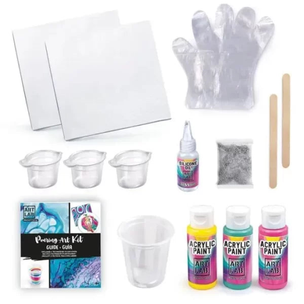 Jeu Pouring Art Kit Rainbow Kit de Peinture+6ans