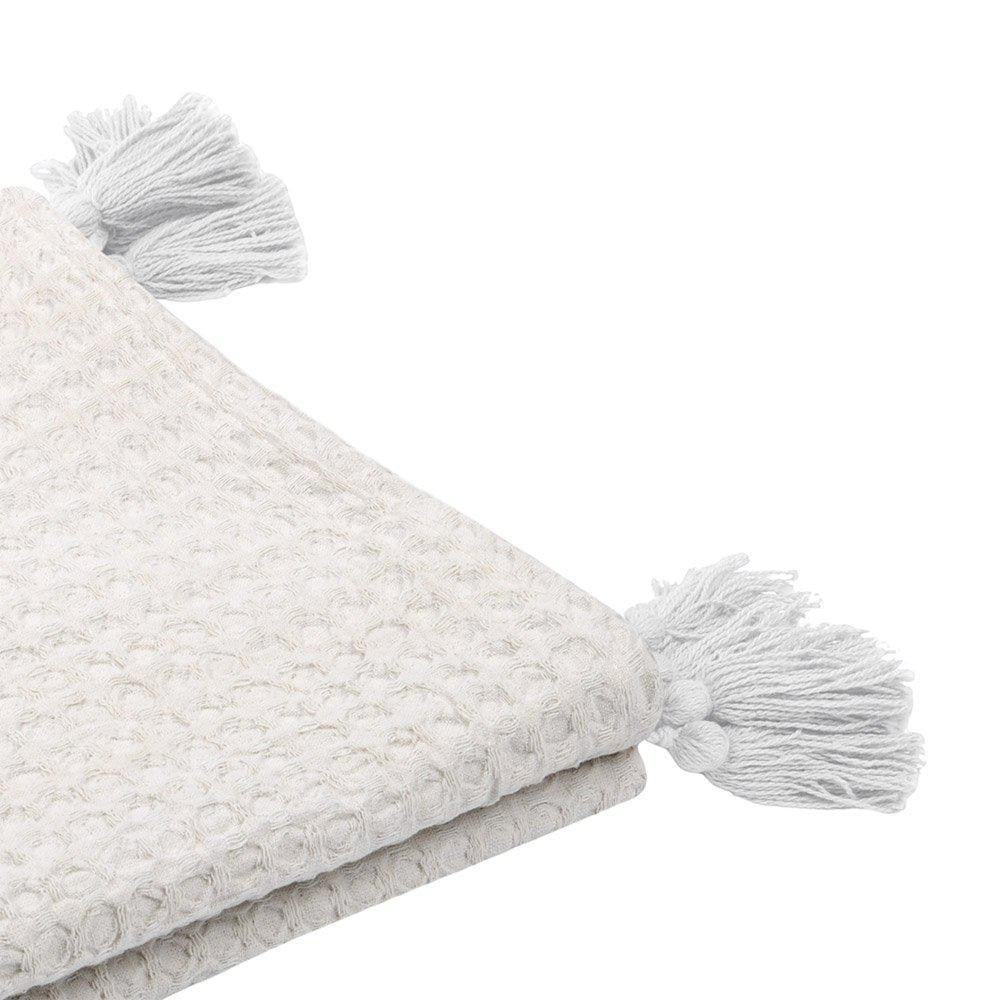 Plaid-125x150cm-en coton gopher écru deco franges