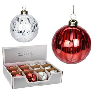 BOULE DE NOEL-8CM-EN VERRE-ASST