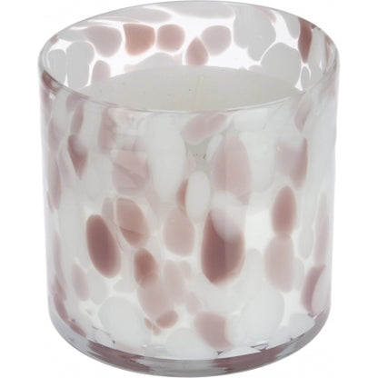 BOUGIE DANS VERRE-10CM-ROSE BLANC