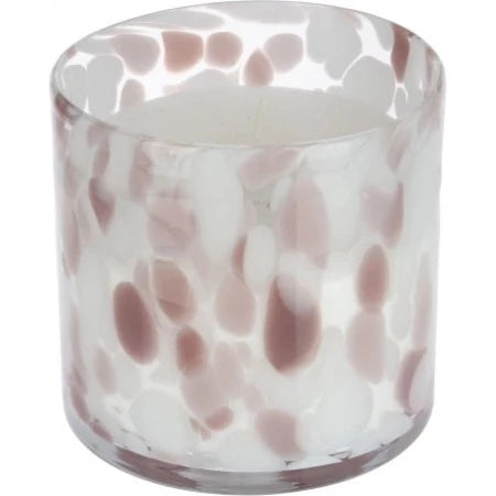BOUGIE DANS VERRE-10CM-ROSE BLANC