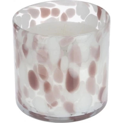 BOUGIE DANS VERRE-10CM-ROSE BLANC