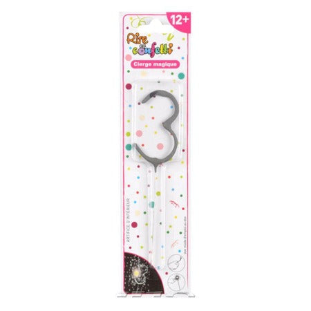 Cierge magique-15,5cm-chiffre 3