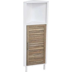 MEUBLE D’ANGLE DE SDB 1 PORTE/1 ETAGERE-118X30X30CM-NATUREL-BLANC