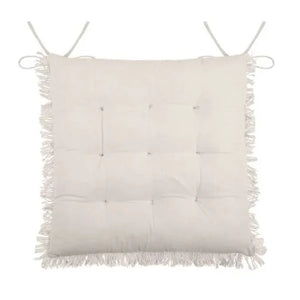 GALETTE DE CHAISE-40X40CM-EN COTON AVEC FRANGES-ASST