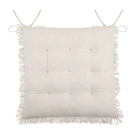 GALETTE DE CHAISE-40X40CM-EN COTON AVEC FRANGES-ASST