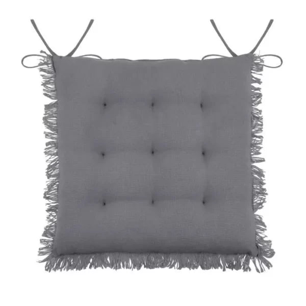 GALETTE DE CHAISE-40X40CM-EN COTON AVEC FRANGES-ASST