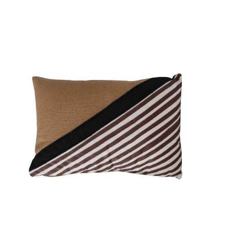 Coussin decoratif-30x45cm-multicolore-beige-marron rayures