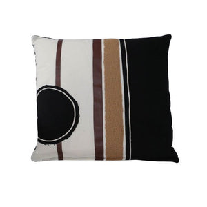 Coussin decoratif-45x45cm-noir-naturel multi rayures