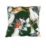 Coussin decoratif-45x45cm-perroquet+feuilles-noir-blanc-orange