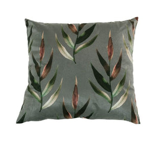 Coussin decoratif-45x45cm-feuilles-gris-vert-marron