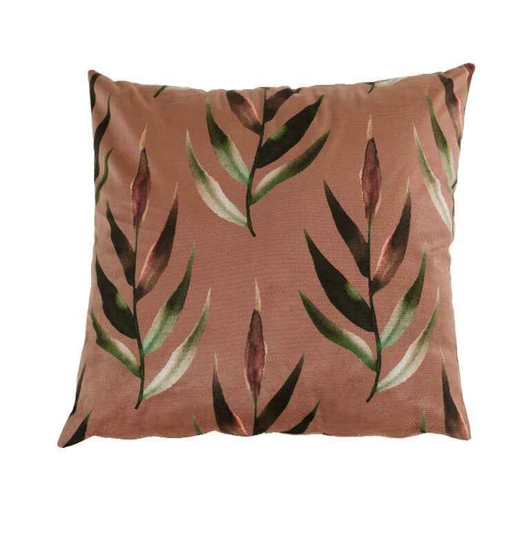 Coussin decoratif-45x45cm-feuilles old Pink-vert