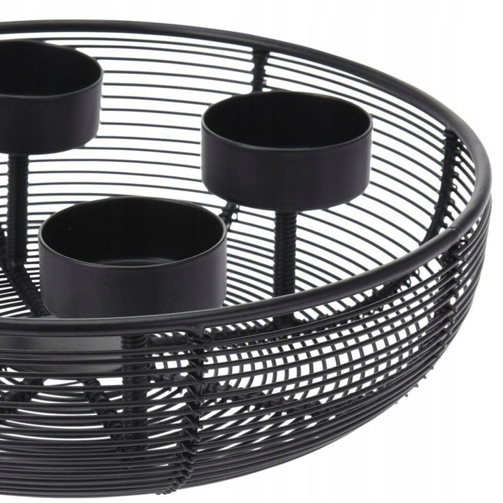 BOUGEOIR EN METAL-ROND-4 BOUGIES-NOIR