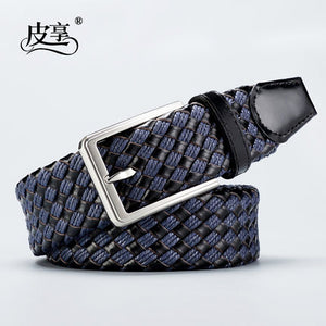 Importé - Ceinture Homme Sport en Cuir et Toile Elastique Tissé à Boucle