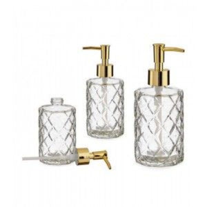 Distributeur de Savon Liquide en Verre-330ml-Transparent-Or