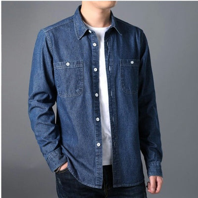 Importé - Chemise Jean Slim Homme A Manche Longue En Coton