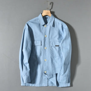 Importé - Chemise Homme Pur Coton Lourd Retro Manche Longue