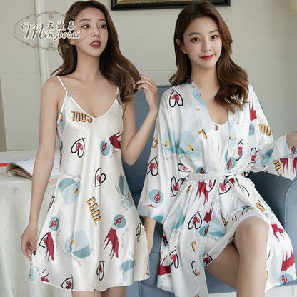 Importe - Ensemble Pyjamas Nuisette Femme2 Pièces Manche Longue En Dentelle