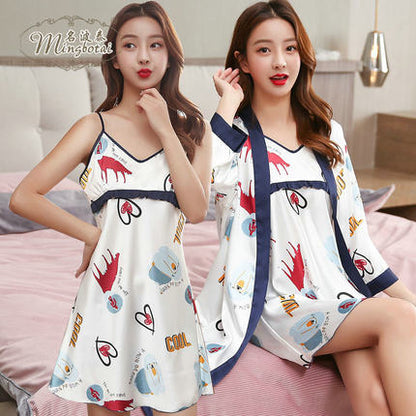 Importe - Ensemble Pyjamas Nuisette Femme2 Pièces Manche Longue En Dentelle