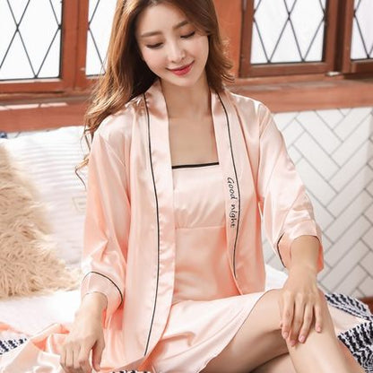 Importe - Ensemble Pyjamas Nuisette Femme2 Pièces Manche Longue  Sexy En Soie