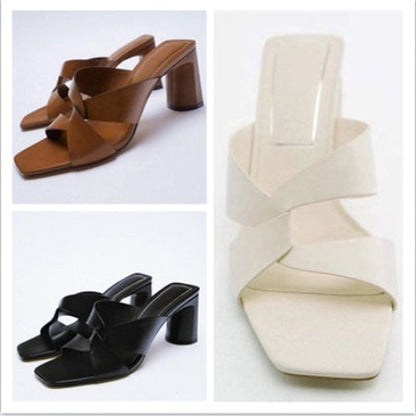 Importé - ZARA NEW - Chaussure Sandales Femme À Gros Talons Bout Ouvert