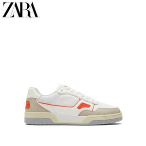 Importé  - ZARA NEW - Chaussure Homme Sport Baskets  Style Rétro - Blanc-Orange