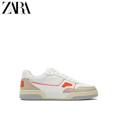 Importé ZARA NEW Chaussure Homme Sport Baskets Style Rétro Blanc-Orange