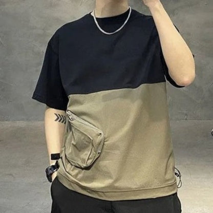 Importé - T-shirt Homme Manches Courtes Mode Rétro Avec Poche