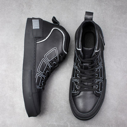 Importé - Chaussure Homme Baskets Montante Décontractées Tendance En Cuir