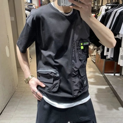 Importé - T-shirt Homme Manches Courtes Mode Décontracté Avec Poche