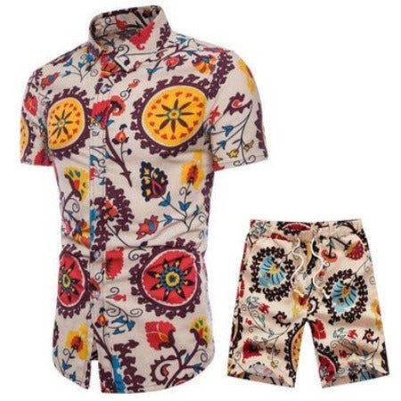 Importé - Chemise + Short Homme Décontracté Manche Court Manches Courtes