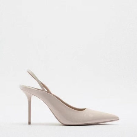 Importé - ZARA NEW - Chaussure Sandales Femme Verni À Haut Talons - Beige