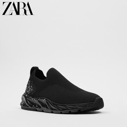 Importé - ZARA NEW - Chaussure Homme Tennis Sans Lacets En Maille Confortable - Noir