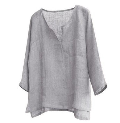 Importé - Chemise Homme Manches Longues 100% Lin Col V