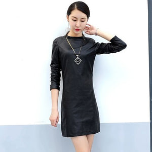 Importé - Robe Sexy Femme En Cuir PU A Col Rond