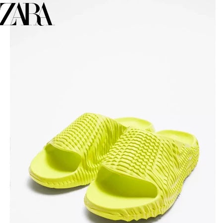 Importé - ZARA NEW - Chaussure Homme Sandales Décontractée Bout Ouvert - Vert Citron