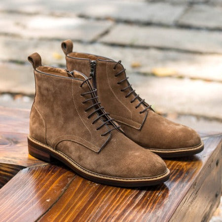 Importé - Chaussure Homme Britanniques Bottes Rétro Avec Chaîne Sur Côté En Cuir - Marron