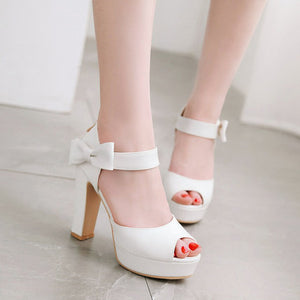 Importé - Sandales Femme Avec Nœud Sexy A Haut Talon Avec De Grande Taille