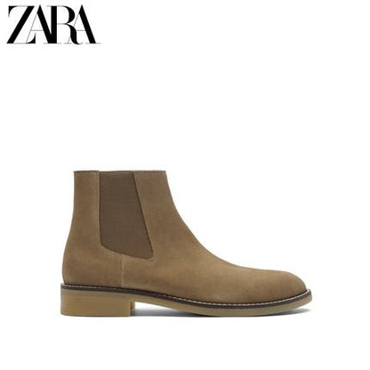 Importé - ZARA NEW - Chaussure Homme Décontractée Montantes Boot A Gaine En Daime - Marron
