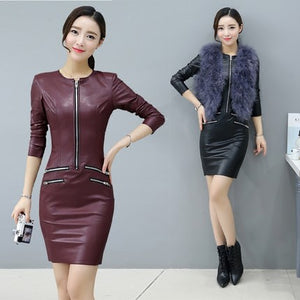 Importé -  Robe Slim Femme Sexy En Cuir PU