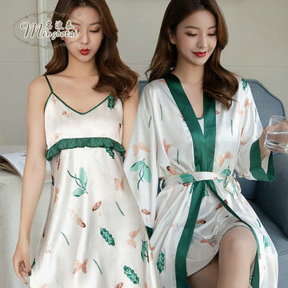 Importe - Ensemble Pyjamas Nuisette Femme2 Pièces Manche Longue En Dentelle