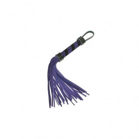FOUET EN CUIR MAUVE ET NOIR 25 CM
